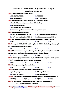 Đề thi thử Trung học phổ thông Quốc gia lần 1 môn Hóa học năm 2017 - Trường THPT Quỳnh Lưu 1 (Có đáp án)